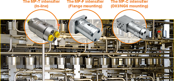 The MP series hydraulic pressure intensifiers increasing the pressure in production lines